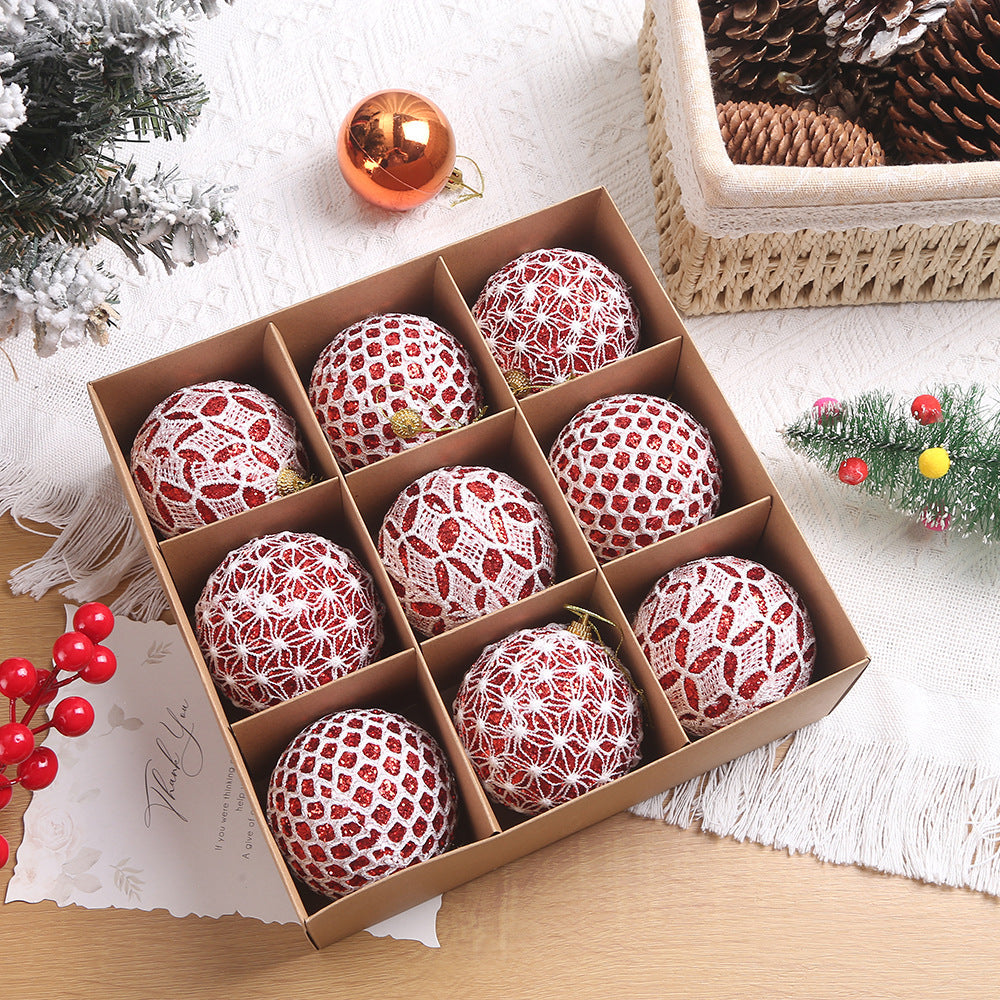 Weihnachtsbaum Ornamenten Set 16-teilig Glitzernd Kunststoff Rot Champagne Gold 9