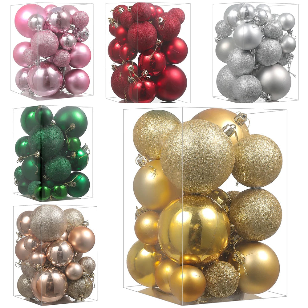 Weihnachtsbaum Ornamenten Set 24 Stück Bunte Dekorative Kugeln Kunststoff 1