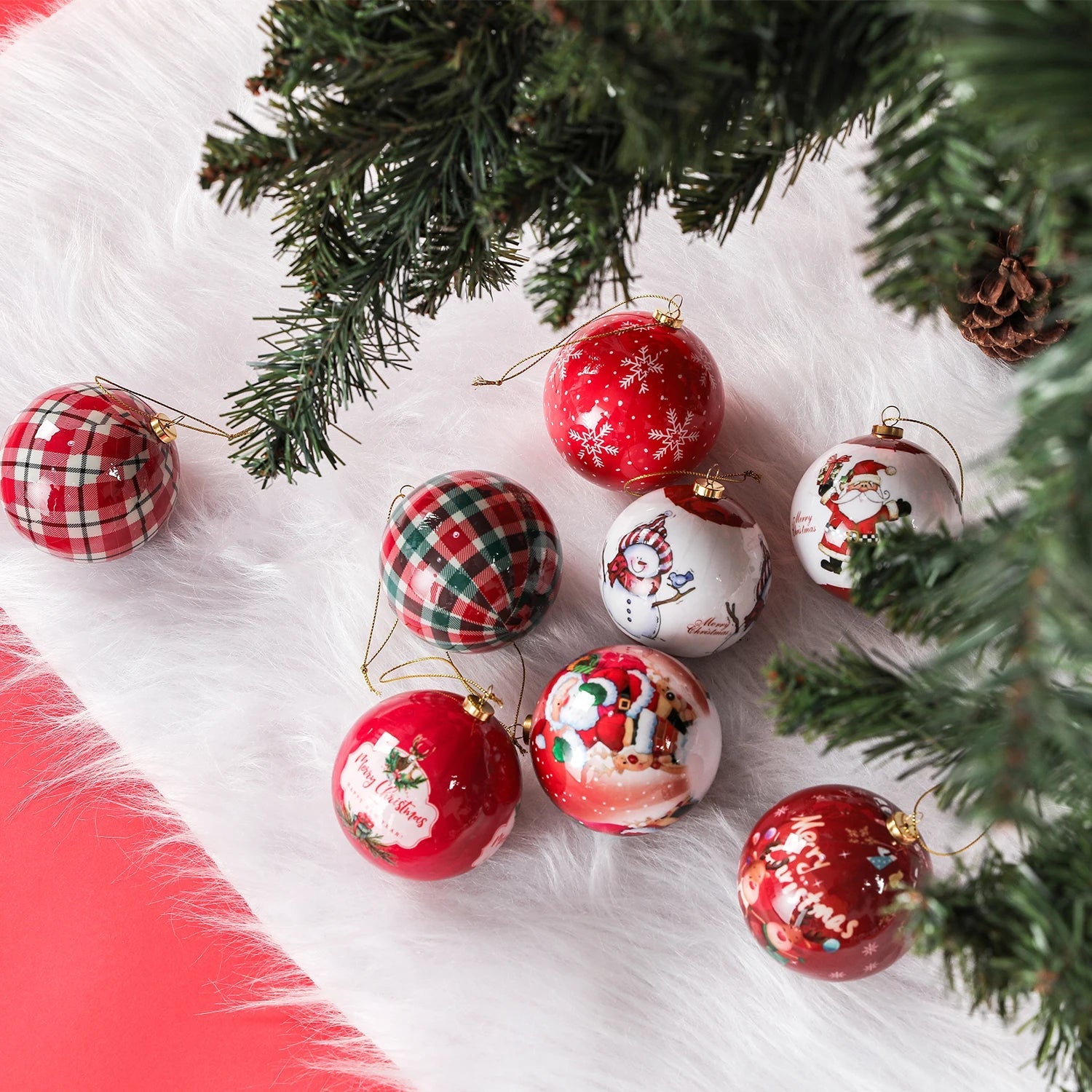Weihnachtsbaum Ornamenten Set 3 Stück 8 cm Schaumstoff Elegantes Design 2