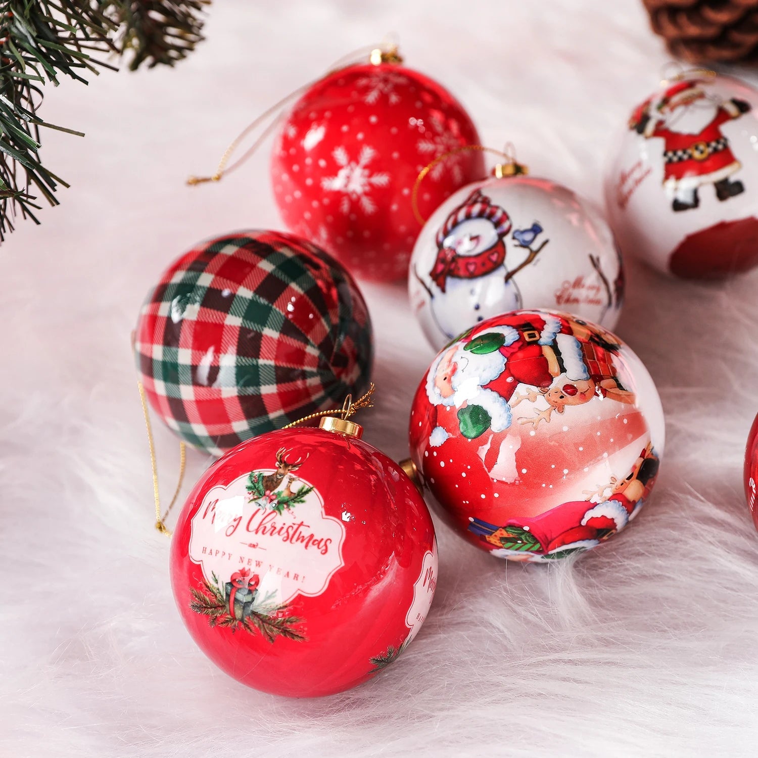 Weihnachtsbaum Ornamenten Set 3 Stück 8 cm Schaumstoff Elegantes Design 3