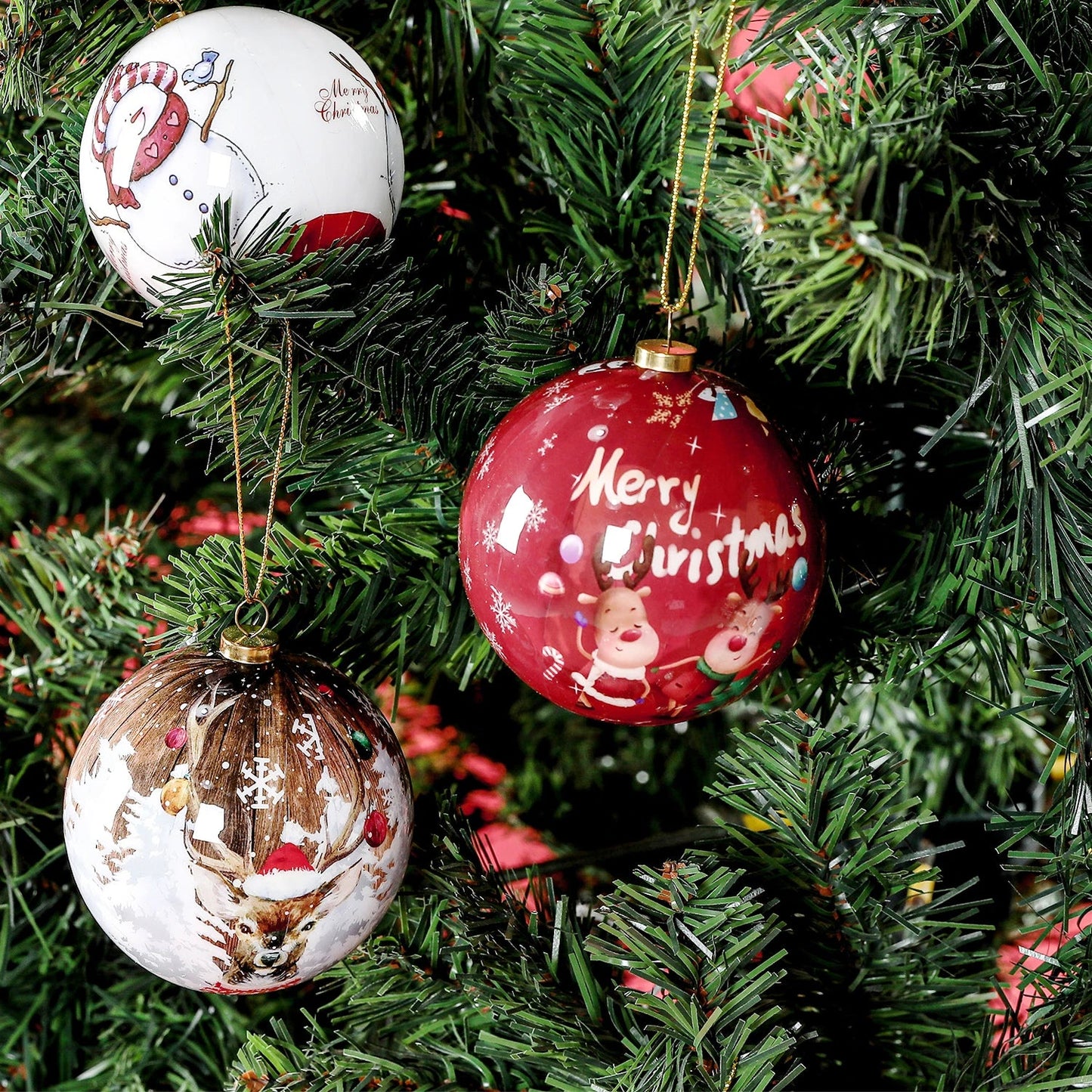 Weihnachtsbaum Ornamenten Set 3 Stück 8 cm Schaumstoff Elegantes Design 4