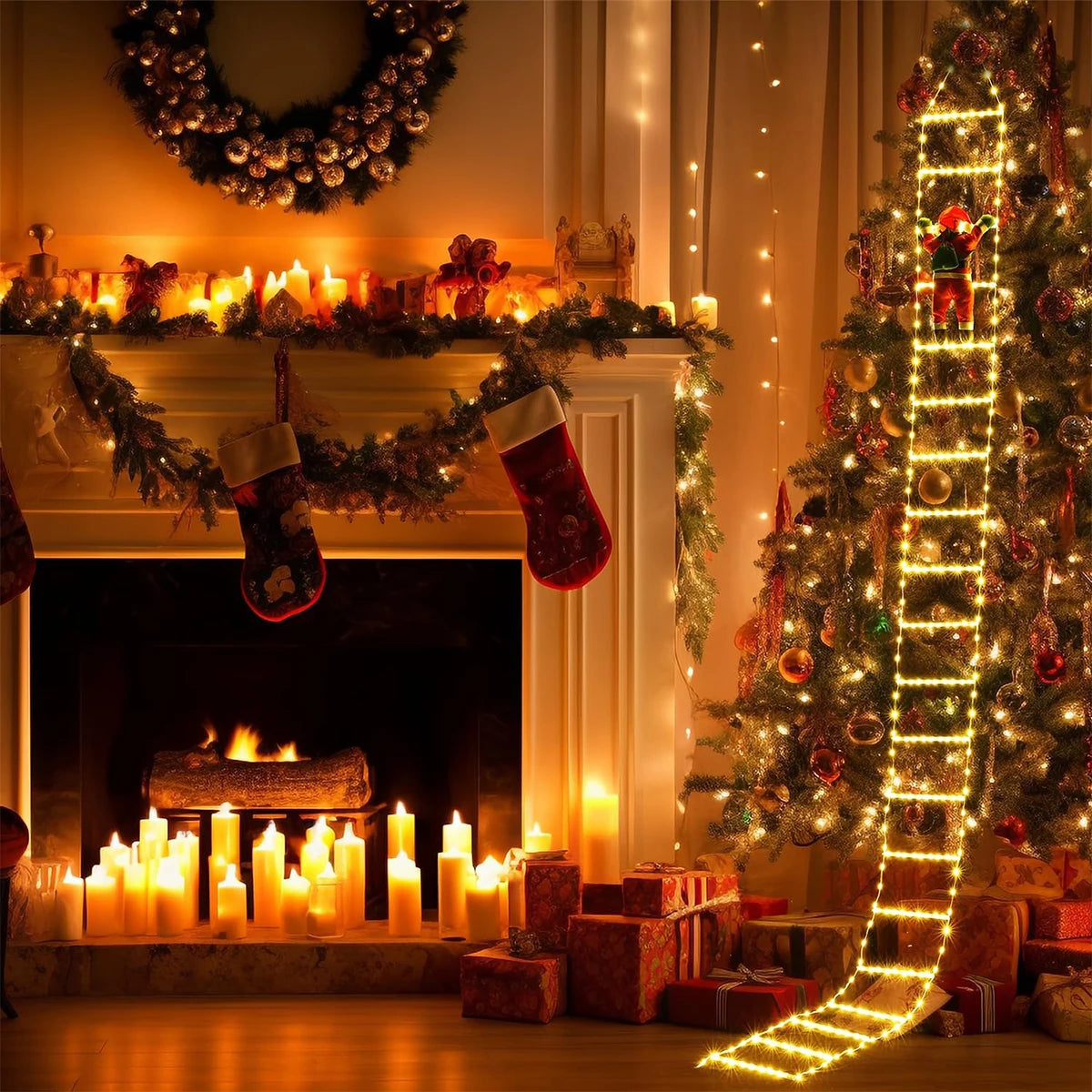 Weihnachtsbeleuchtung Außen 3 Meter Warmlicht PVC für Garten und Weihnachtsbaum 4