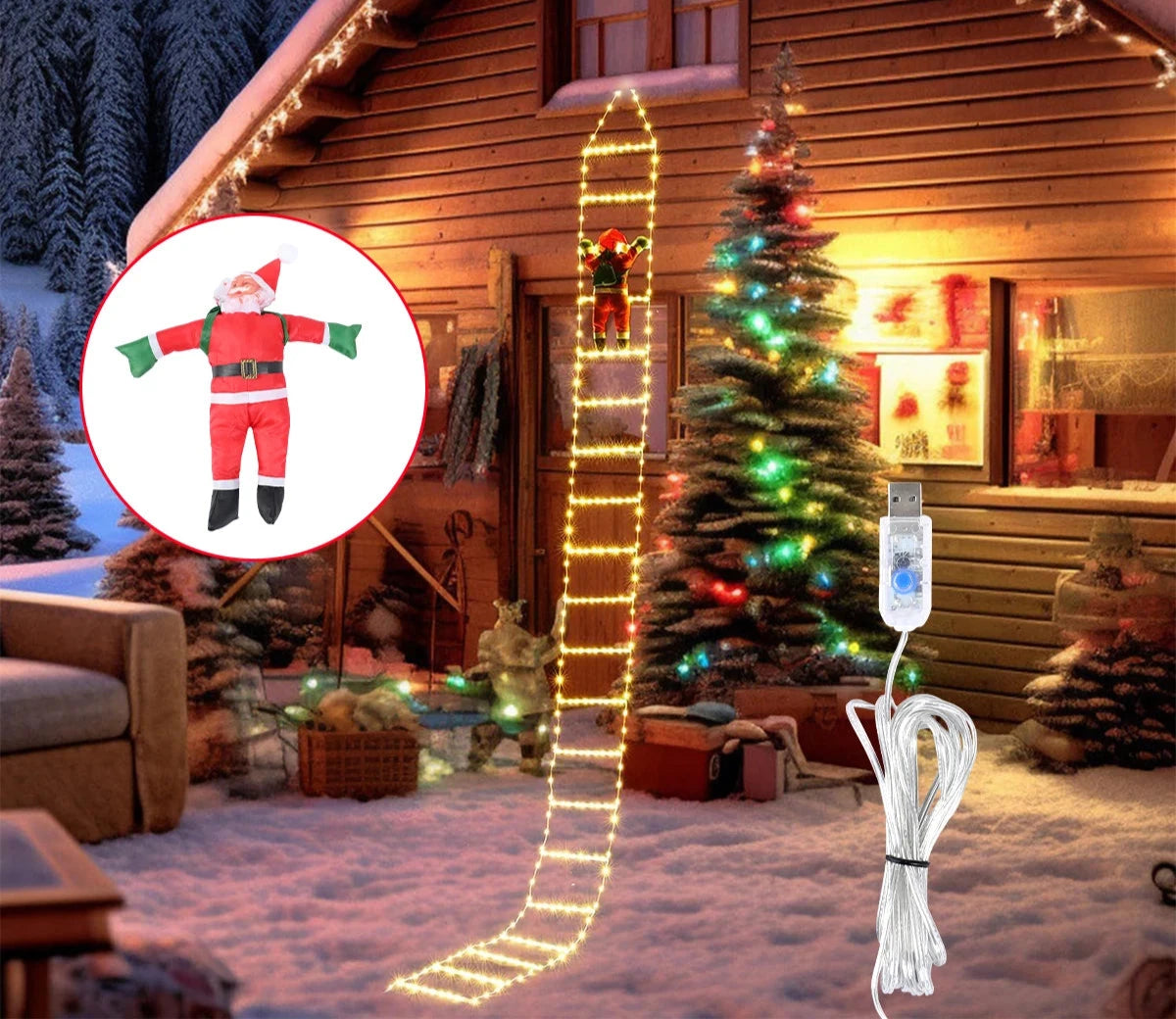 Weihnachtsbeleuchtung Außen 3 Meter Warmlicht PVC für Garten und Weihnachtsbaum 7