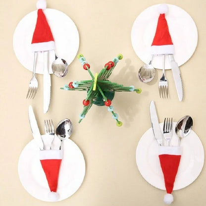 Weihnachtsbestecktaschen im Kerstmütze Design – Wiederverwendbar für Festliche Anlässe, 6 cm x 12 cm, Bestecktaschen Servietten 1