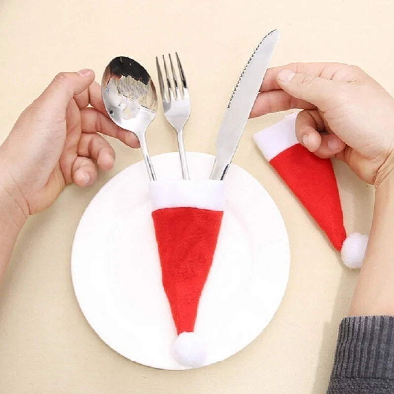 Weihnachtsbestecktaschen im Kerstmütze Design – Wiederverwendbar für Festliche Anlässe, 6 cm x 12 cm, Bestecktaschen Servietten 2