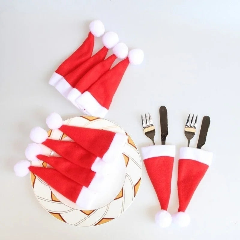 Weihnachtsbestecktaschen im Kerstmütze Design – Wiederverwendbar für Festliche Anlässe, 6 cm x 12 cm, Bestecktaschen Servietten 3