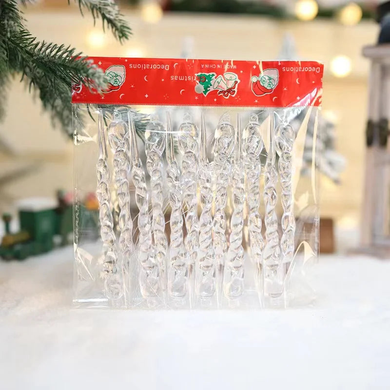 Weihnachtsdeko Außen Eiszapfen Ornament Set 13 cm Kristallklar Kunststoff 12/24/36 Stück 0