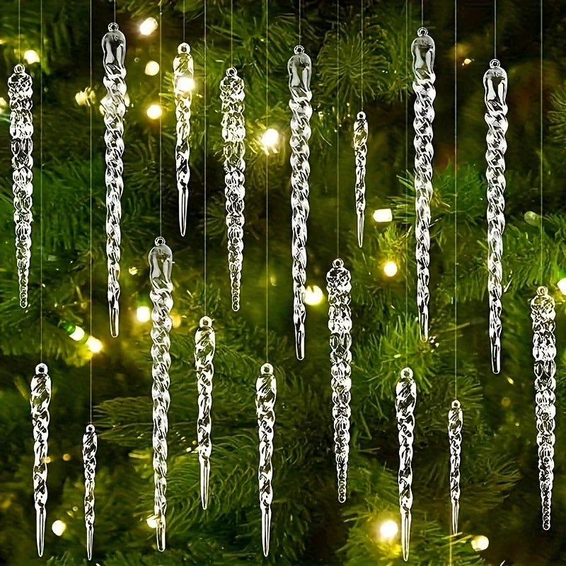 Weihnachtsdeko Außen Eiszapfen Ornament Set 13 cm Kristallklar Kunststoff 12/24/36 Stück 1