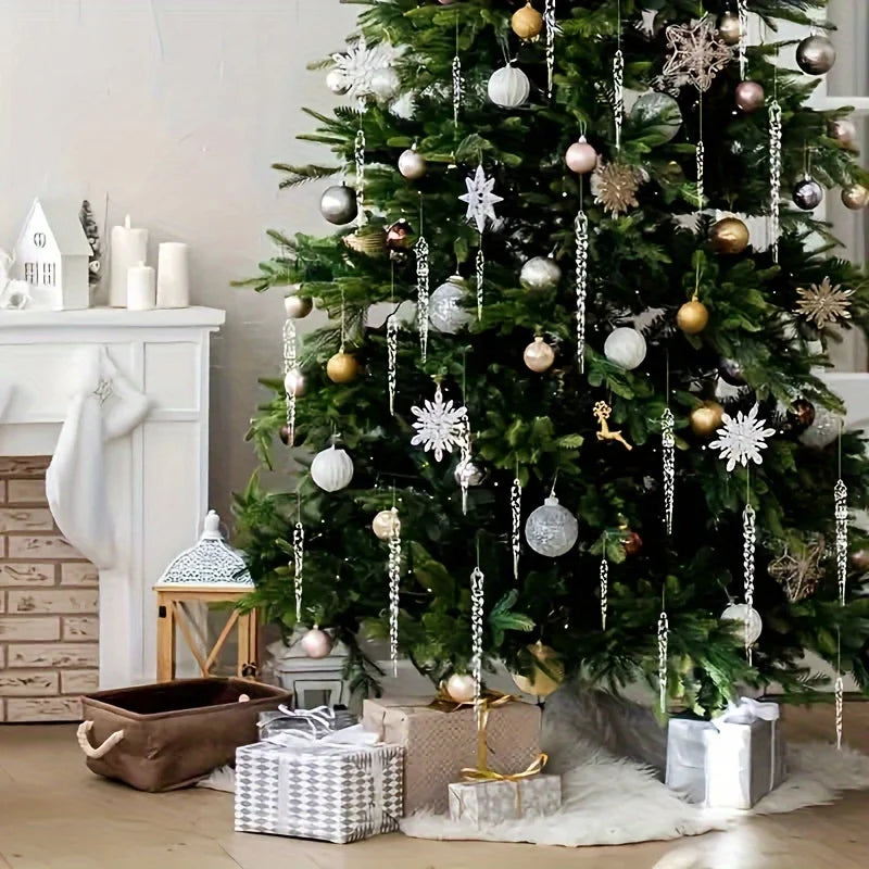 Weihnachtsdeko Außen Eiszapfen Ornament Set 13 cm Kristallklar Kunststoff 12/24/36 Stück 2