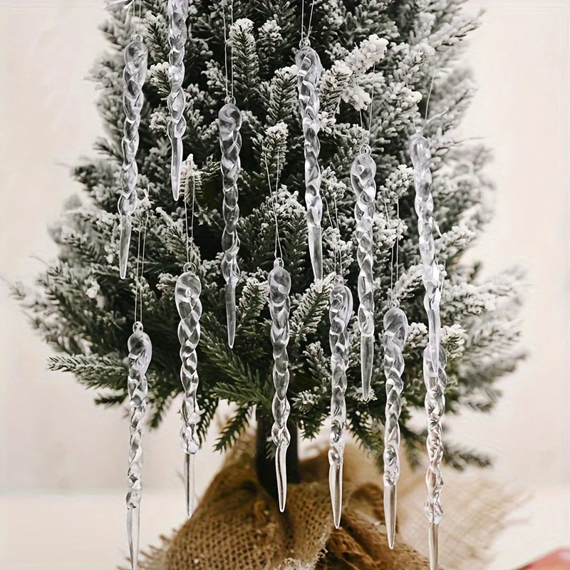 Weihnachtsdeko Außen Eiszapfen Ornament Set 13 cm Kristallklar Kunststoff 12/24/36 Stück 4