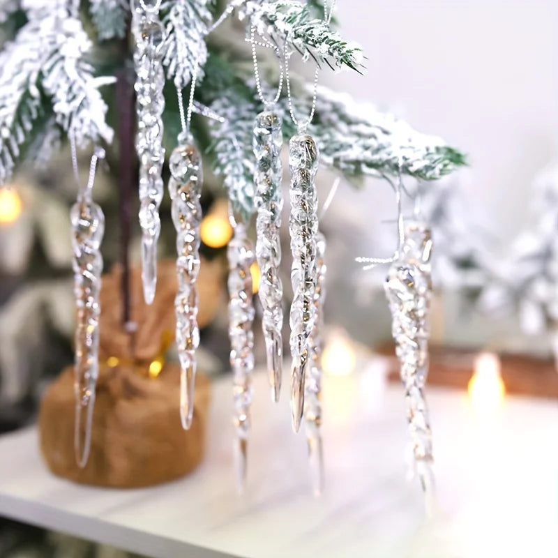 Weihnachtsdeko Außen Eiszapfen Ornament Set 13 cm Kristallklar Kunststoff 12/24/36 Stück 5