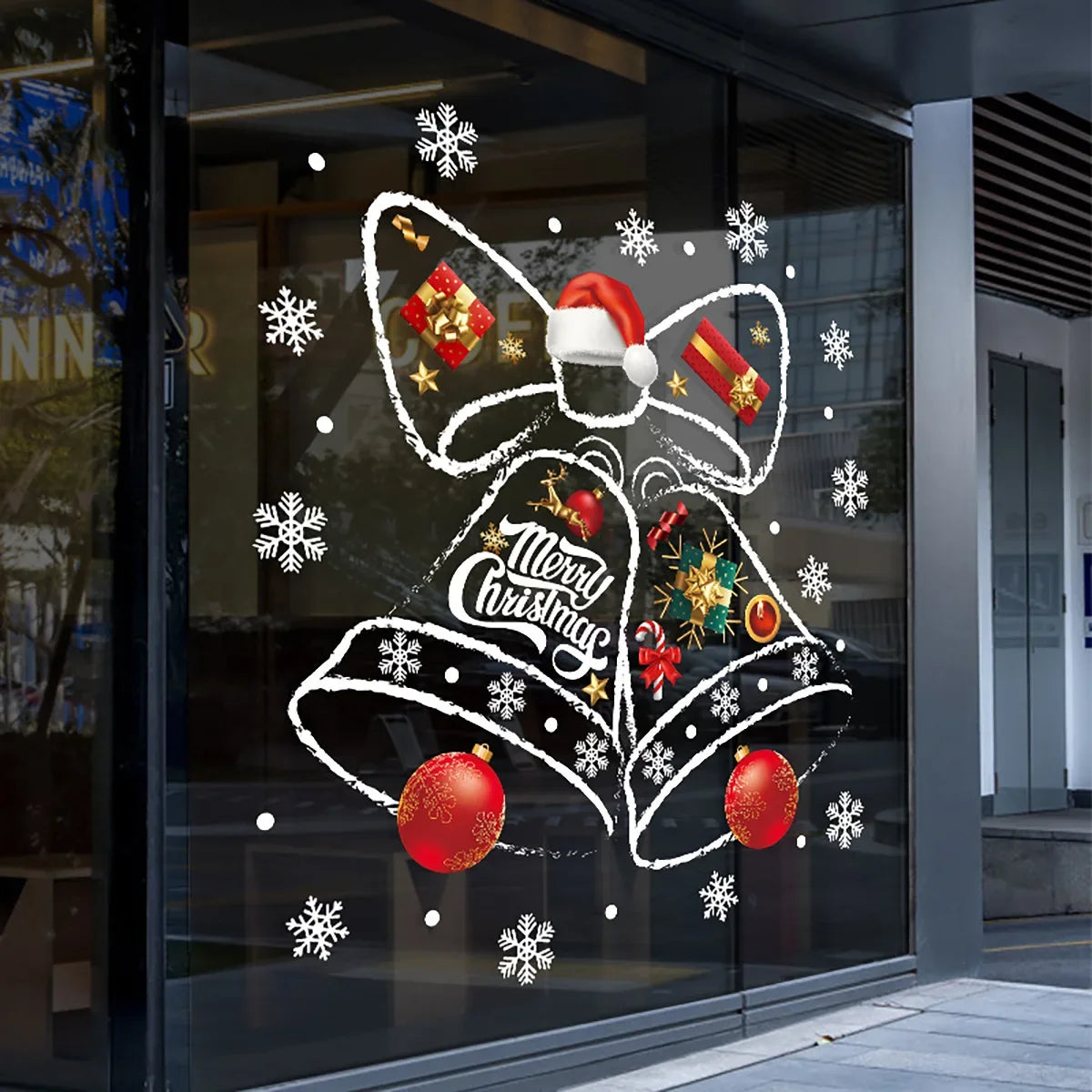 Weihnachtsdeko Fensteraufkleber aus PVC – Kreative Weihnachtsdekoration für Innen und Außen, Wiederverwendbar, 45 x 60 cm 0