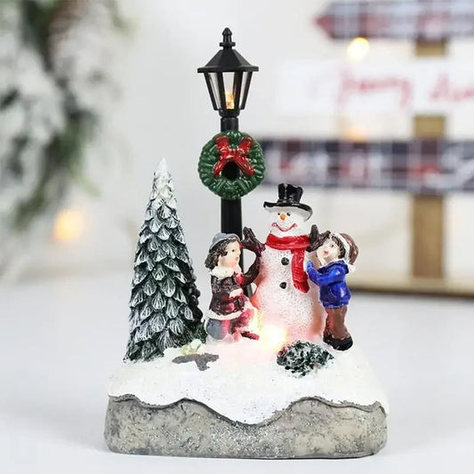 Weihnachtsdeko LED Dekoration Hars Mikrolandschaft mit Weihnachtsmann 13 cm 0
