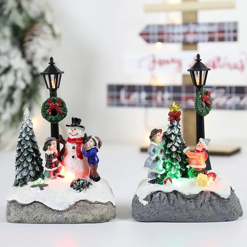 Weihnachtsdeko LED Dekoration Hars Mikrolandschaft mit Weihnachtsmann 13 cm 1