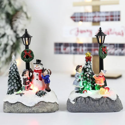 Weihnachtsdeko LED Dekoration Hars Mikrolandschaft mit Weihnachtsmann 13 cm 1