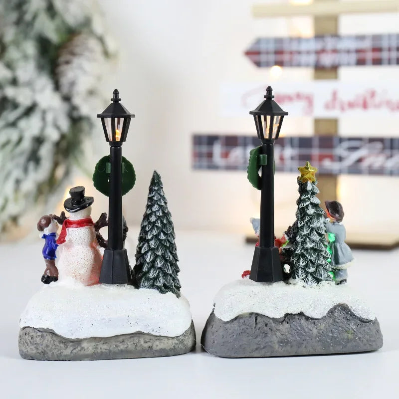 Weihnachtsdeko LED Dekoration Hars Mikrolandschaft mit Weihnachtsmann 13 cm 2