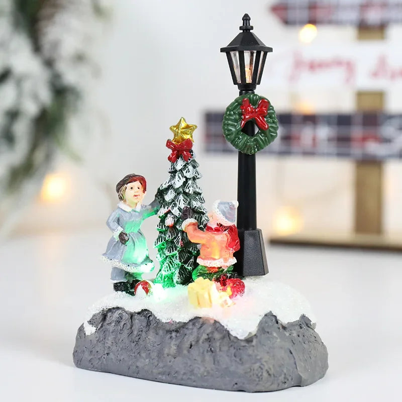Weihnachtsdeko LED Dekoration Hars Mikrolandschaft mit Weihnachtsmann 13 cm 4
