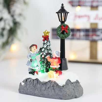 Weihnachtsdeko LED Dekoration Hars Mikrolandschaft mit Weihnachtsmann 13 cm 4
