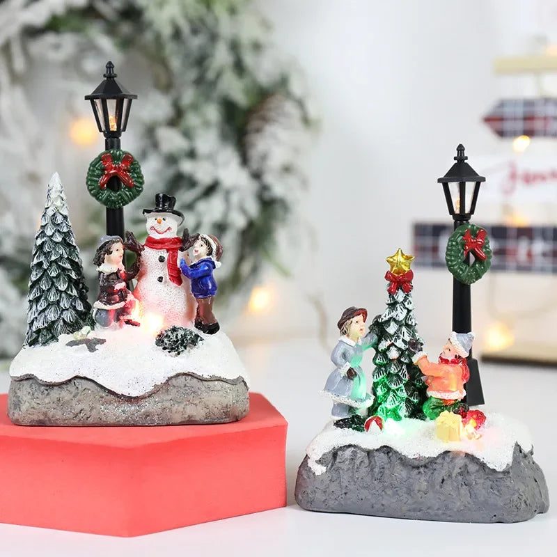 Weihnachtsdeko LED Dekoration Hars Mikrolandschaft mit Weihnachtsmann 13 cm 5