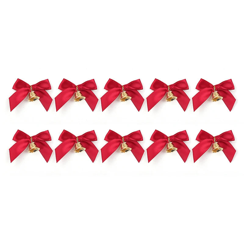 Weihnachtsdeko Schleifen Set mit Glocken aus Polyester, 10 Stück für elegante Weihnachtsdekoration 0