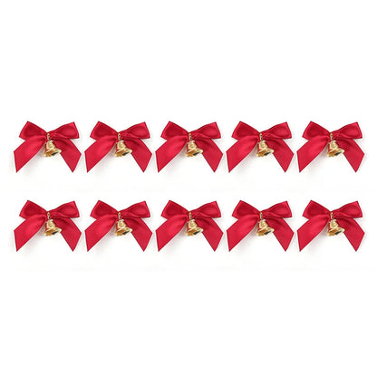 Weihnachtsdeko Schleifen Set mit Glocken aus Polyester, 10 Stück für elegante Weihnachtsdekoration 0