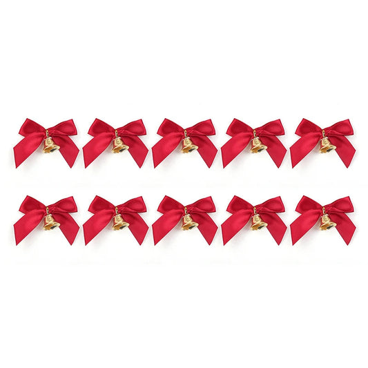 Weihnachtsdeko Schleifen Set mit Glocken aus Polyester, 10 Stück für elegante Weihnachtsdekoration 0