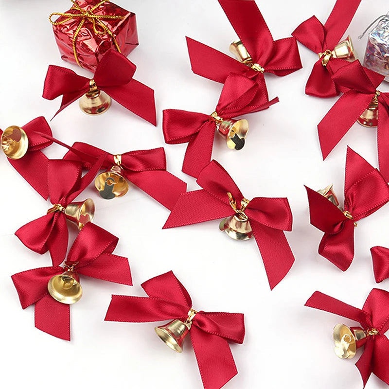 Weihnachtsdeko Schleifen Set mit Glocken aus Polyester, 10 Stück für elegante Weihnachtsdekoration 2
