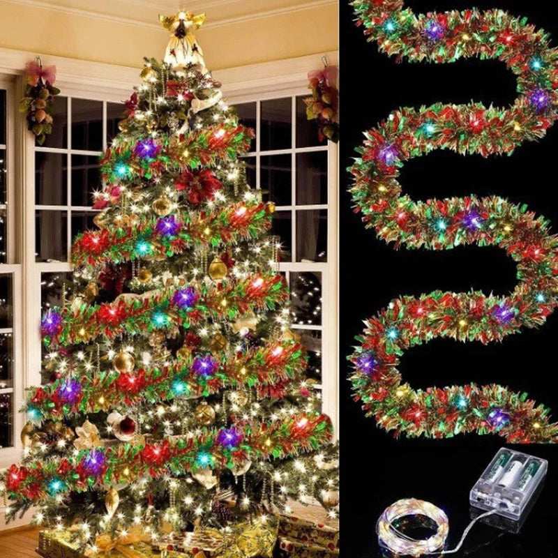 Weihnachtsgirlande Mit Beleuchtung 300 cm Metallic Kunststoff Für Außenbereich 1