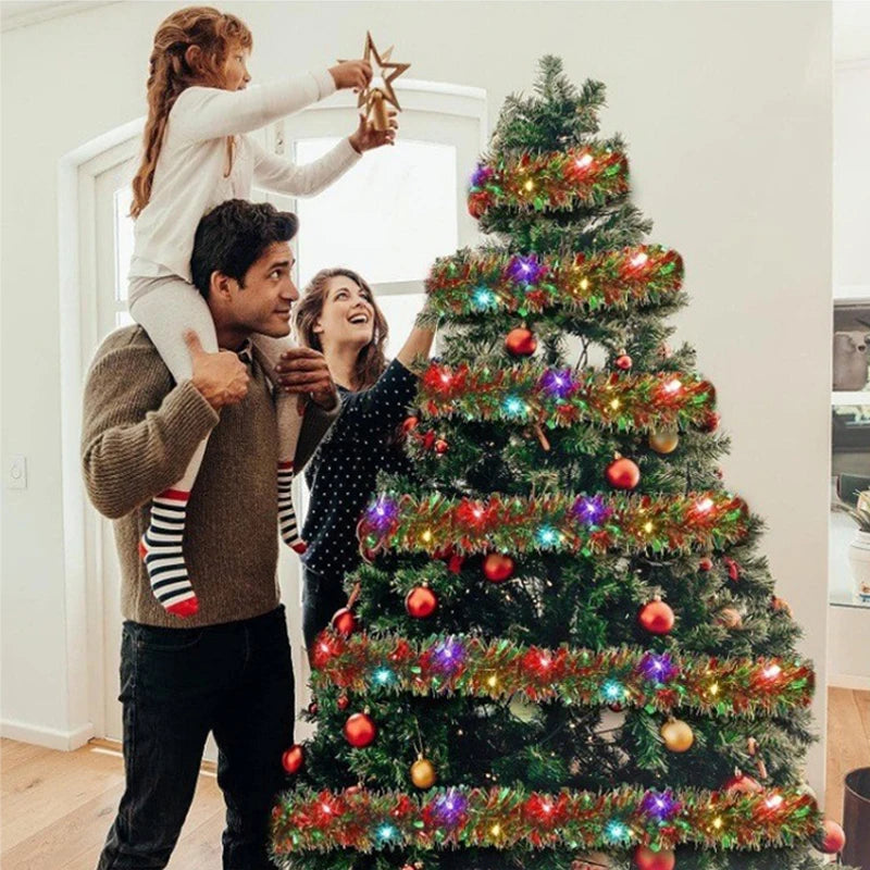 Weihnachtsgirlande Mit Beleuchtung 300 cm Metallic Kunststoff Für Außenbereich 2