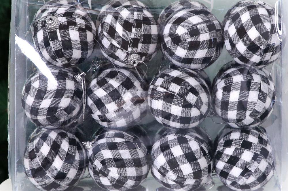Weihnachtskugeln Set aus 6 oder 24 Stück – Rustikale Christbaumkugeln aus Plaid-Stoff für eine Gemütliche Weihnachtsdekoration 1
