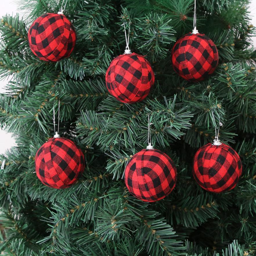 Weihnachtskugeln Set aus 6 oder 24 Stück – Rustikale Christbaumkugeln aus Plaid-Stoff für eine Gemütliche Weihnachtsdekoration 3
