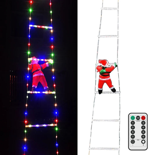 Weihnachtsmann Leiter Deko Außen LED-Beleuchtung Wasserfest für Weihnachtsdekoration 0
