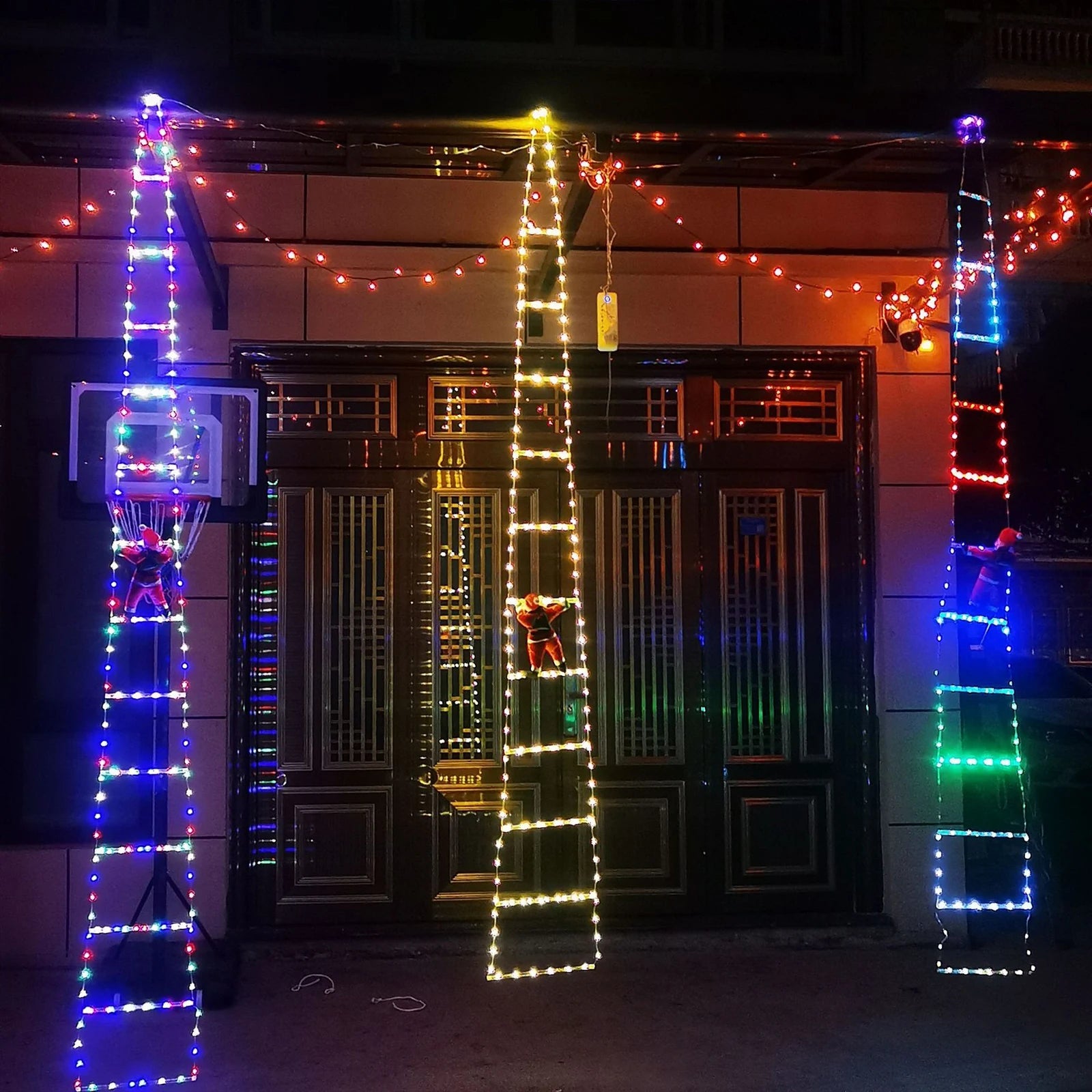 Weihnachtsmann Leiter Deko Außen LED-Beleuchtung Wasserfest für Weihnachtsdekoration 1