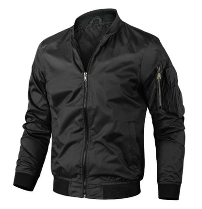 Herrenjacke Bomberjacke Leicht Klassischer Schnitt Polyester