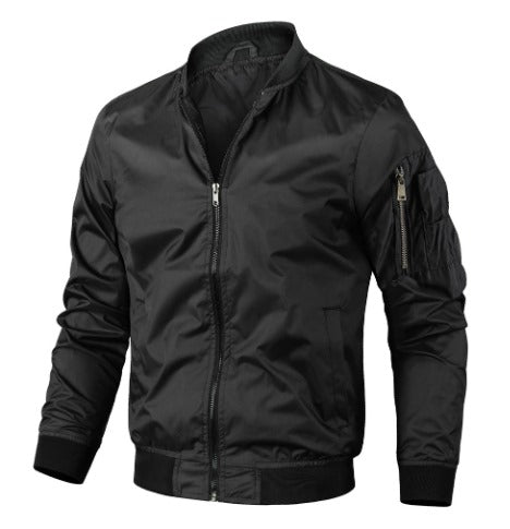 Herrenjacke Bomberjacke Leicht Klassischer Schnitt Polyester