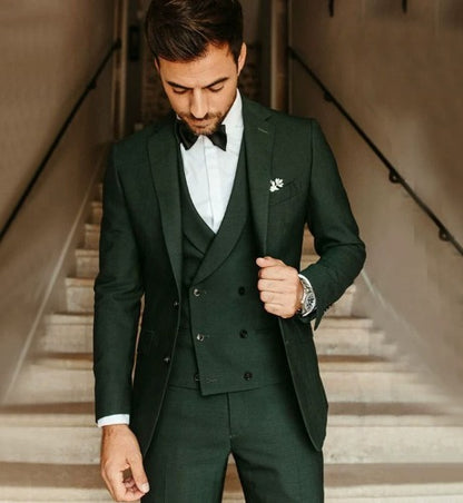 Fato elegante masculino de 3 peças em poliéster respirável