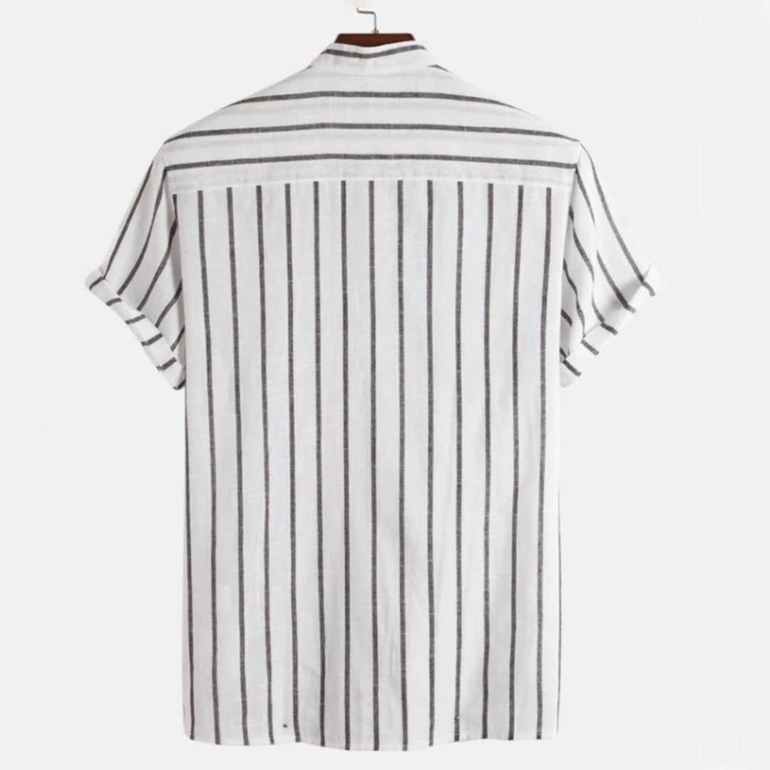 Herren Hemd Gestreift Casual Bequem Baumwolle-2