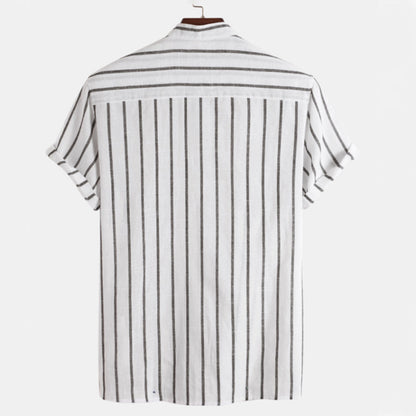 Herren Hemd Gestreift Casual Bequem Baumwolle-2