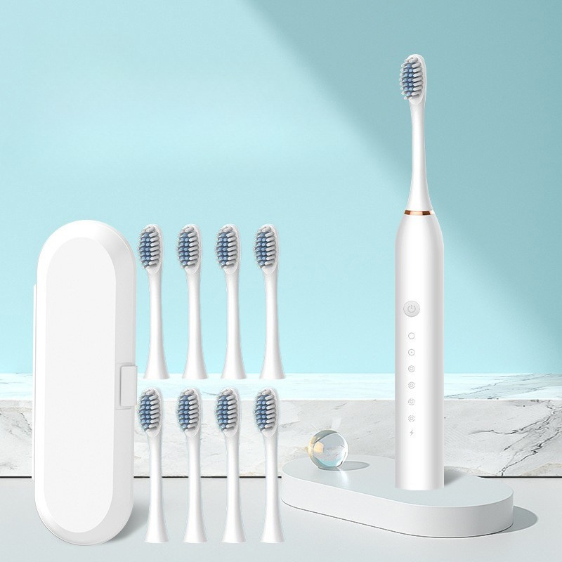 Wiederaufladbare Sonic Zahnbürste mit Ultraschall-Technologie, 5 Reinigungsmodi und 8 Ersatzbürstenköpfen – Flüsterleise und USB-Ladekabel 5