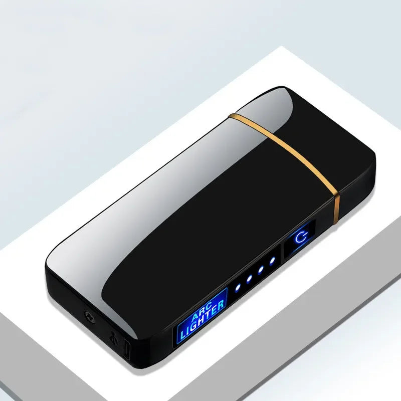 Wiederaufladbares USB Plasma Feuerzeug mit Winddichter Doppelbogenflamme – Stilvolles Metall für Innen- und Außenbereich 1