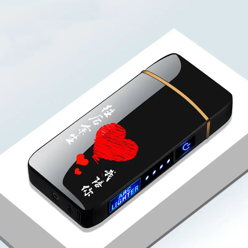 Wiederaufladbares USB Plasma Feuerzeug mit Winddichter Doppelbogenflamme – Stilvolles Metall für Innen- und Außenbereich 7