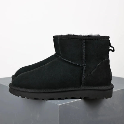 Winterliche Damenstiefel Schwarz – Ultra Mini Plattform Stiefel aus Leder mit Warmem Fell für Elegante Looks 3