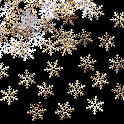 Winterliche Weihnachtsbaum Dekoration – 300 Glitzernde Schneeflocken aus Kunststoff, 2 cm Durchmesser, Ideal für Tisch- und Tortendekoration 10