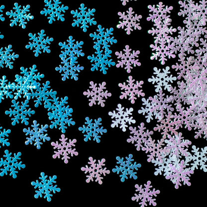 Winterliche Weihnachtsbaum Dekoration – 300 Glitzernde Schneeflocken aus Kunststoff, 2 cm Durchmesser, Ideal für Tisch- und Tortendekoration 4