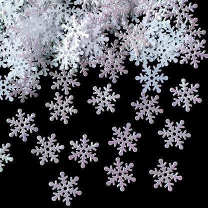 Winterliche Weihnachtsbaum Dekoration – 300 Glitzernde Schneeflocken aus Kunststoff, 2 cm Durchmesser, Ideal für Tisch- und Tortendekoration 9