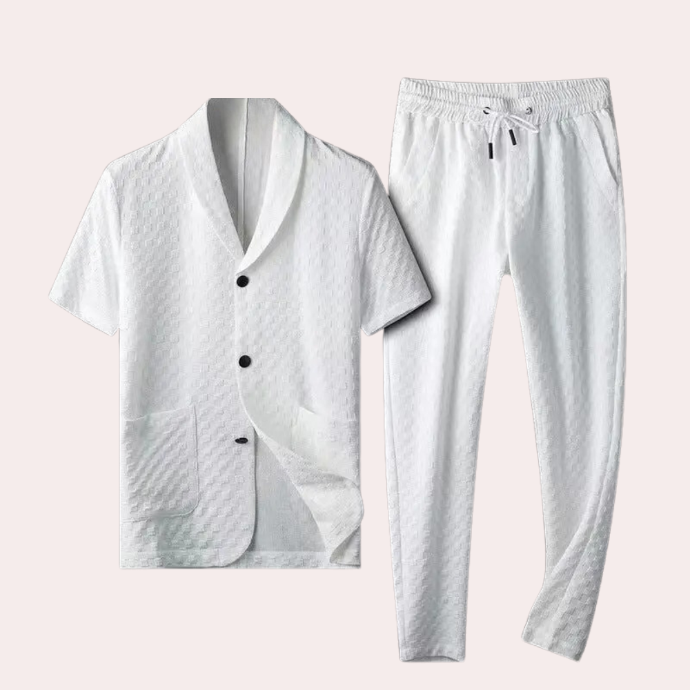 Herren Loungewear Set Elegantes Hemd mit Joggern Weiche Materialien-2