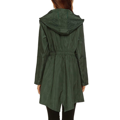 Women's Lightweight Packable Raincoat with Cinched Waist - Water-Resistant Rain Jacket with Hood 3