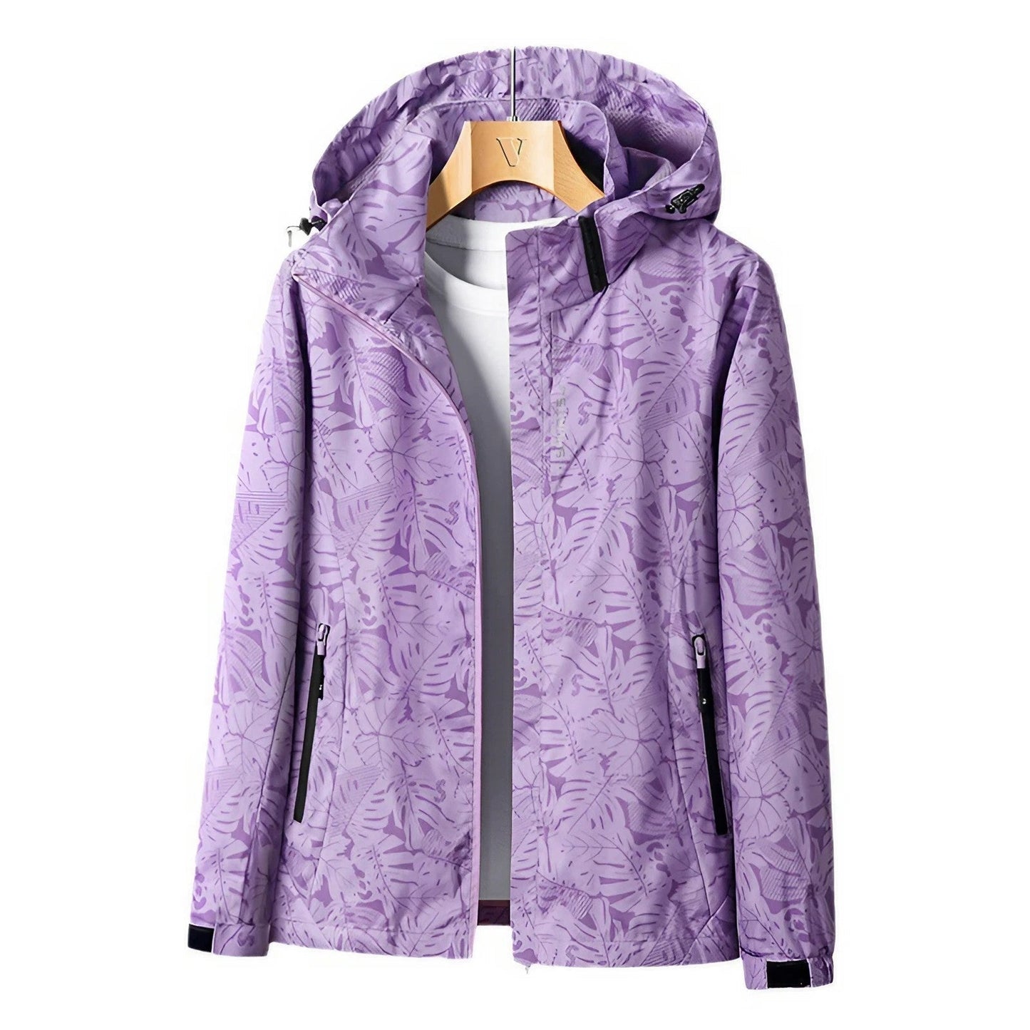 Giacca outdoor leggera da donna – impermeabile con cappuccio regolabile e tasche con cerniera