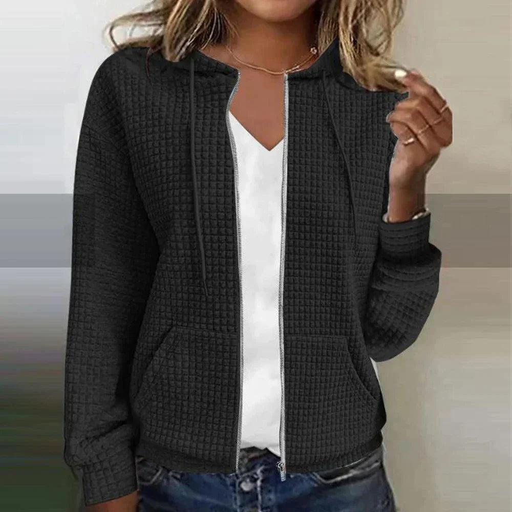 Women's Quilted Hooded Jacket with Zip Front – Casual Regular Fit Winter Coat for Everyday Wear 0