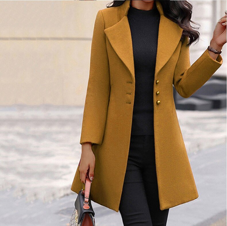 Women's Tailored Wool Blend Coat, Mid-Thigh Length with Notched Lapel – Winter Coat for Women 1